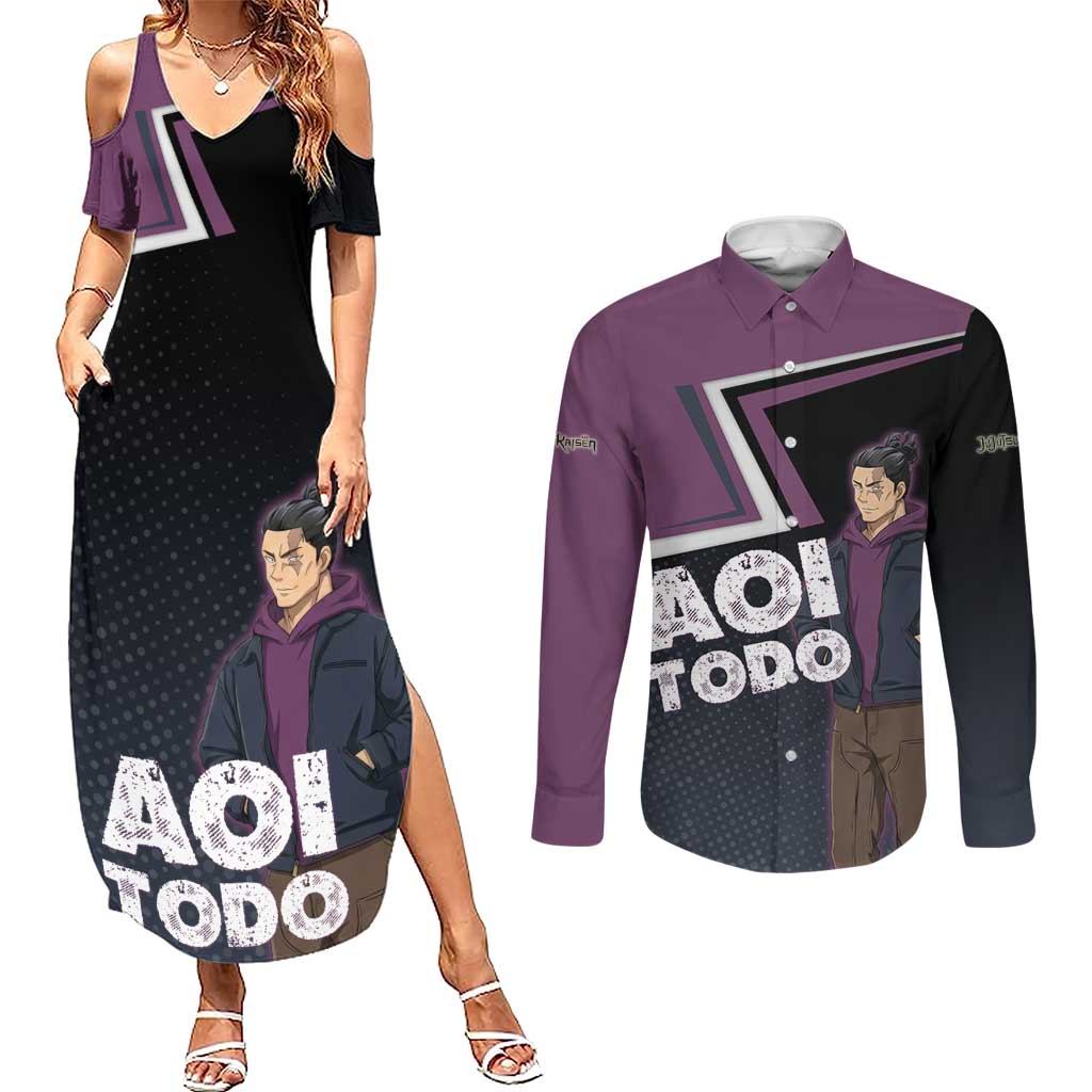 Aoi Todo Couples Matching Summer Maxi Dress and Long Sleeve Button Shirt Jujutsu Kaisen Casual Urban Look
