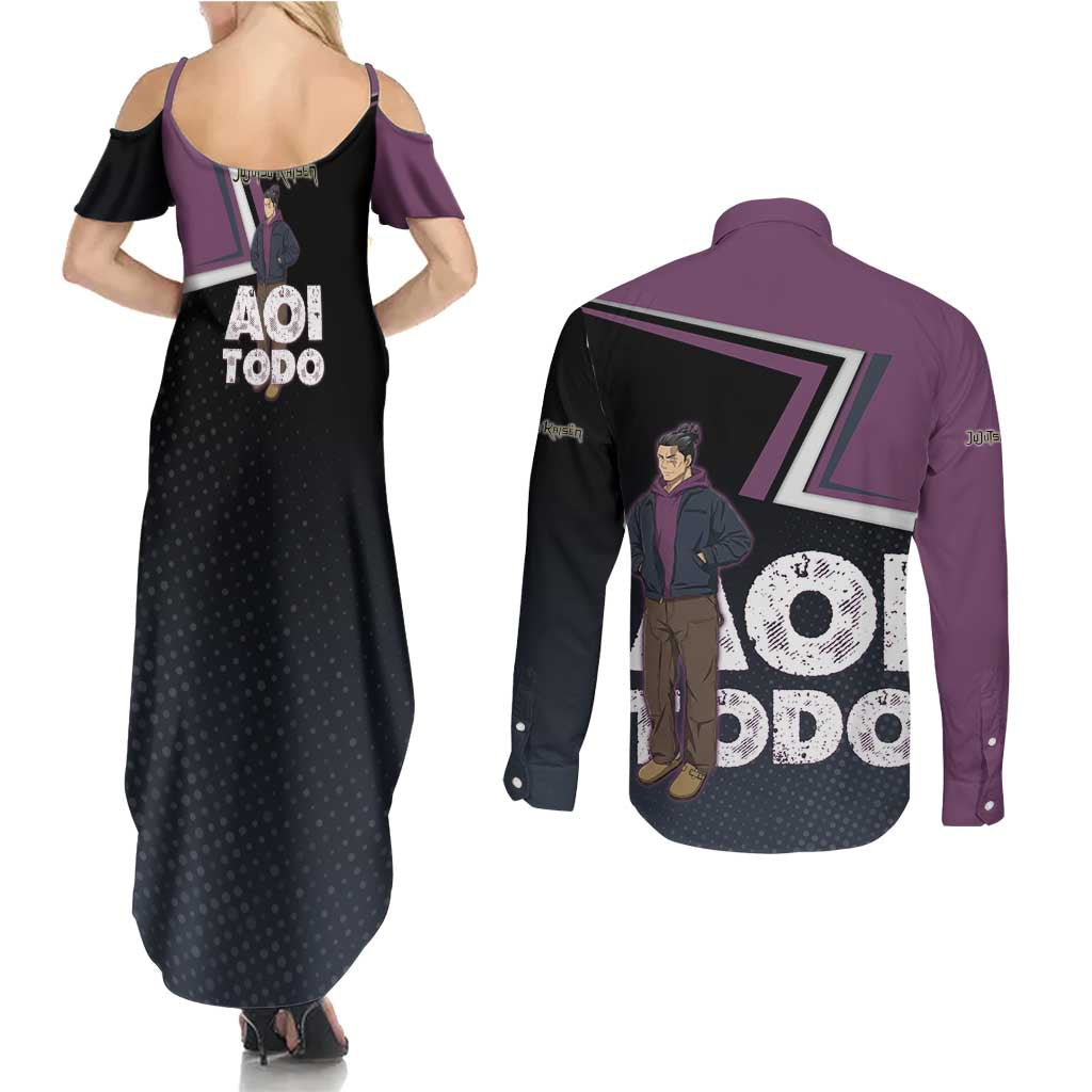 Aoi Todo Couples Matching Summer Maxi Dress and Long Sleeve Button Shirt Jujutsu Kaisen Casual Urban Look