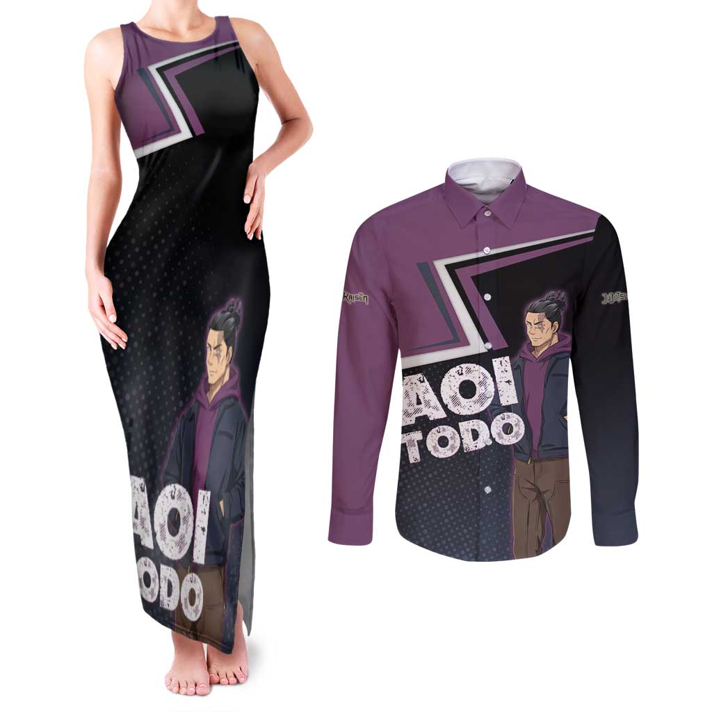 Aoi Todo Couples Matching Tank Maxi Dress and Long Sleeve Button Shirt Jujutsu Kaisen Casual Urban Look