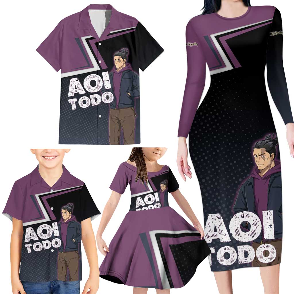 Aoi Todo Family Matching Long Sleeve Bodycon Dress and Hawaiian Shirt Jujutsu Kaisen Casual Urban Look