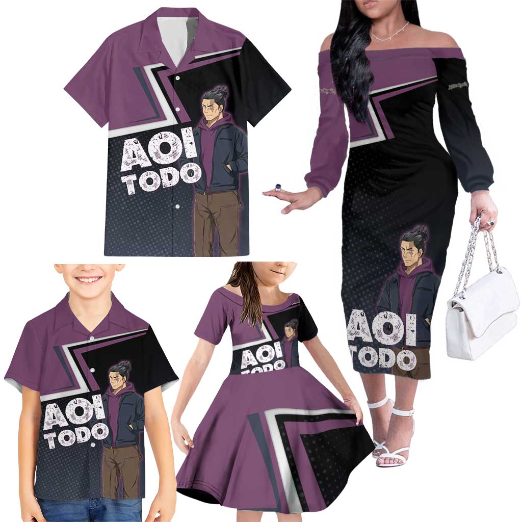 Aoi Todo Family Matching Off The Shoulder Long Sleeve Dress and Hawaiian Shirt Jujutsu Kaisen Casual Urban Look