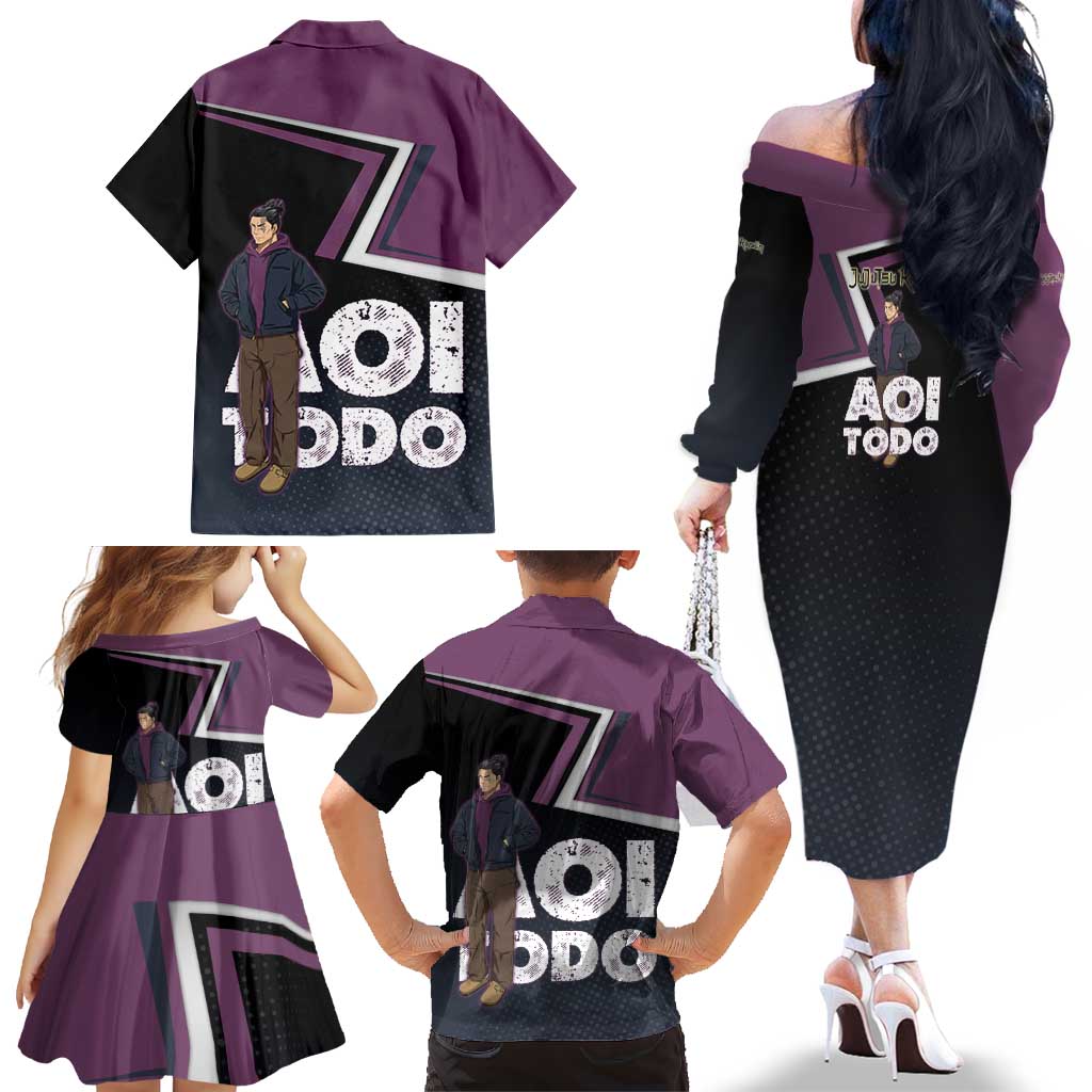 Aoi Todo Family Matching Off The Shoulder Long Sleeve Dress and Hawaiian Shirt Jujutsu Kaisen Casual Urban Look