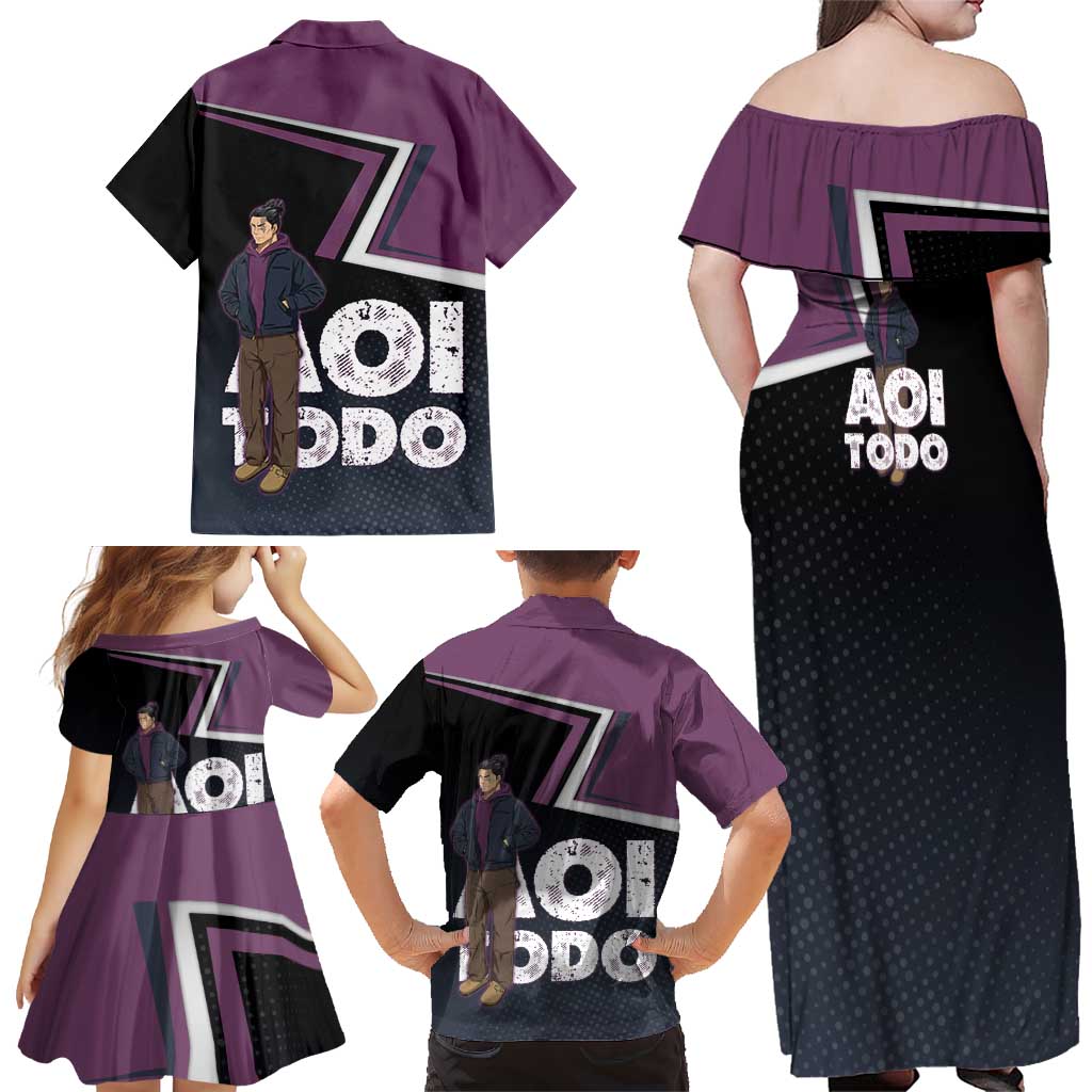 Aoi Todo Family Matching Off Shoulder Maxi Dress and Hawaiian Shirt Jujutsu Kaisen Casual Urban Look
