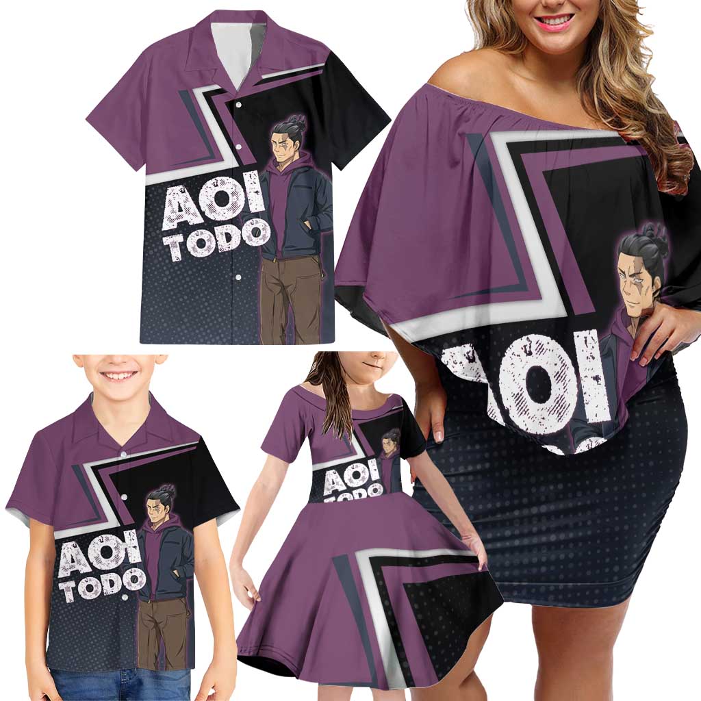 Aoi Todo Family Matching Off Shoulder Short Dress and Hawaiian Shirt Jujutsu Kaisen Casual Urban Look