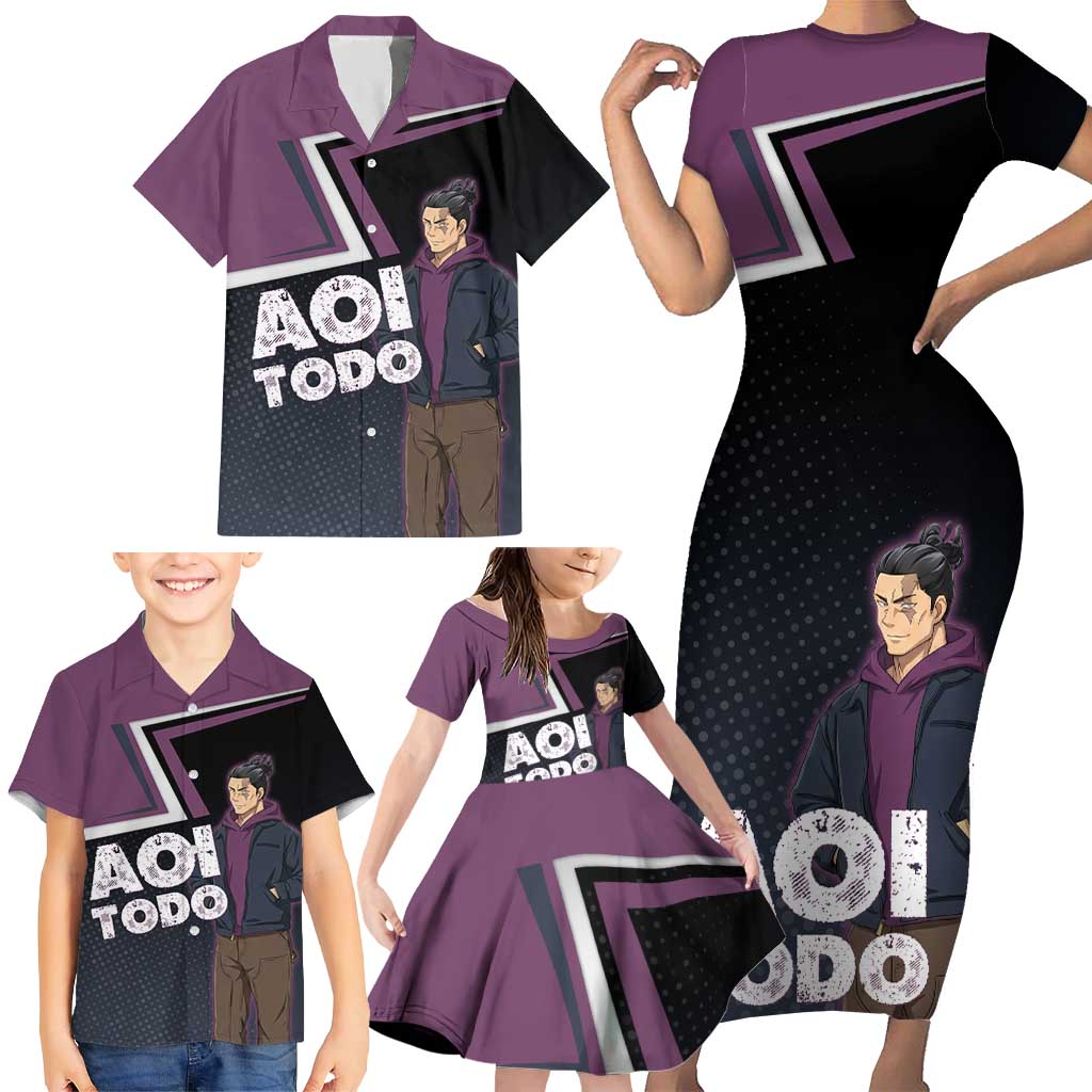 Aoi Todo Family Matching Short Sleeve Bodycon Dress and Hawaiian Shirt Jujutsu Kaisen Casual Urban Look