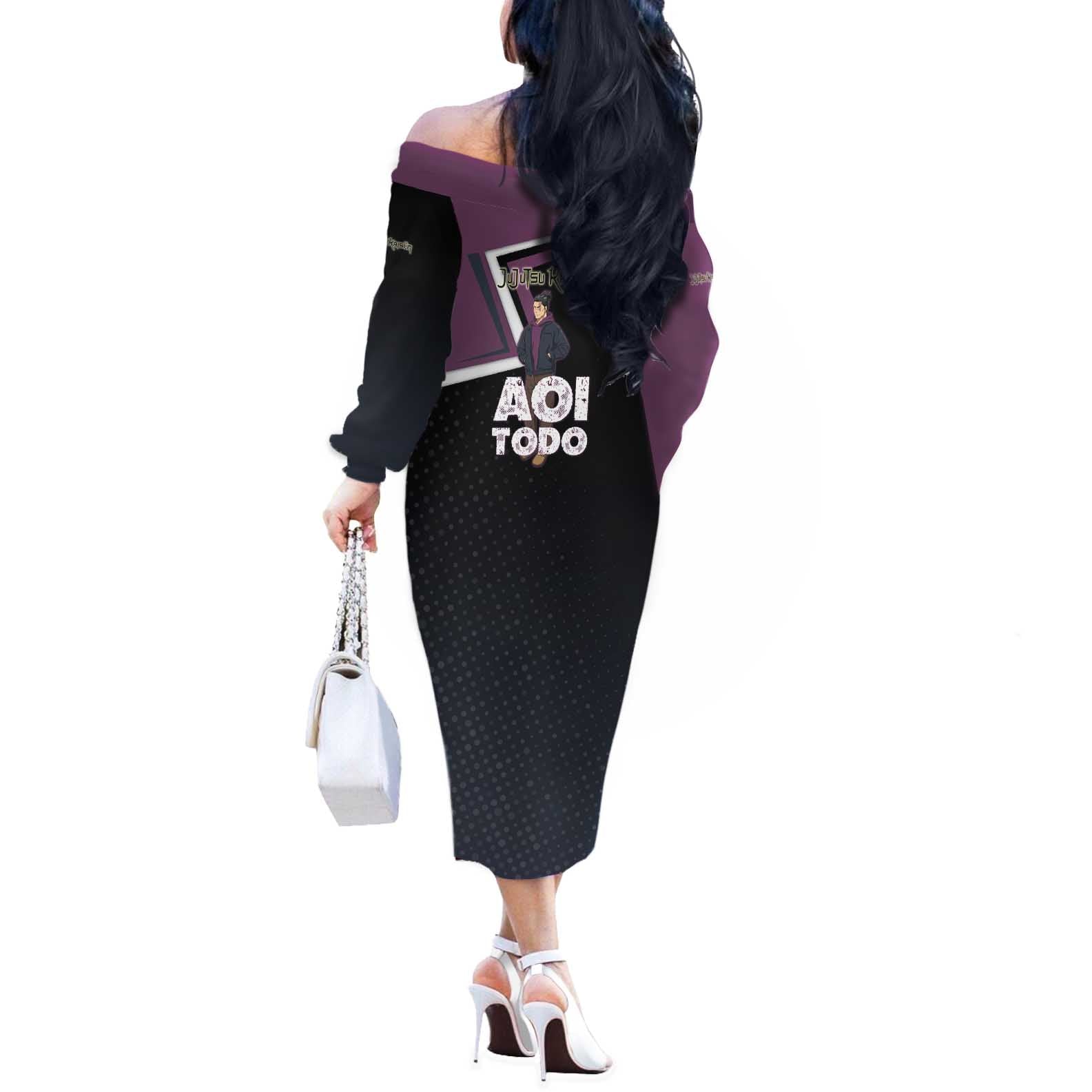 Aoi Todo Off The Shoulder Long Sleeve Dress Jujutsu Kaisen Casual Urban Look