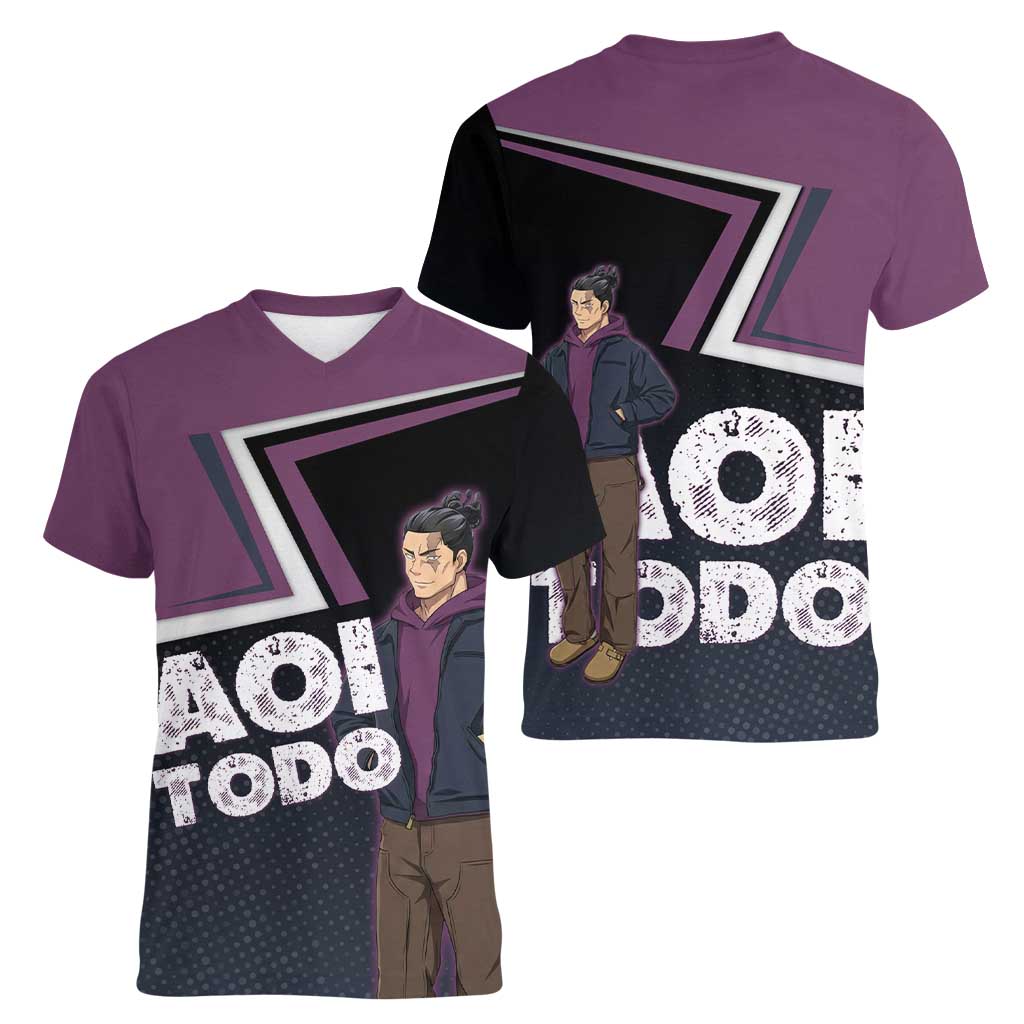 Aoi Todo Women V-Neck T-Shirt Jujutsu Kaisen Casual Urban Look