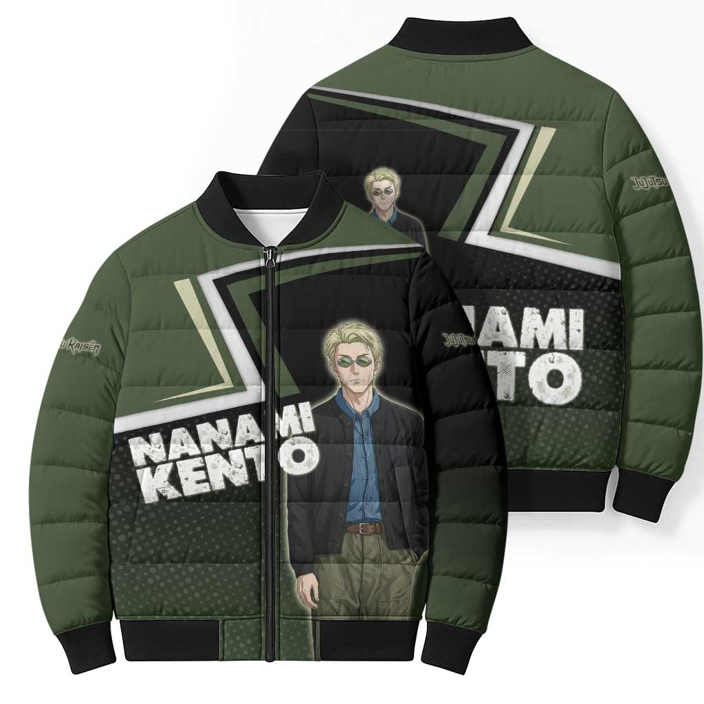 Nanami Kento Bomber Puffer Jacket Jujutsu Kaisen Business Casual Aesthetic