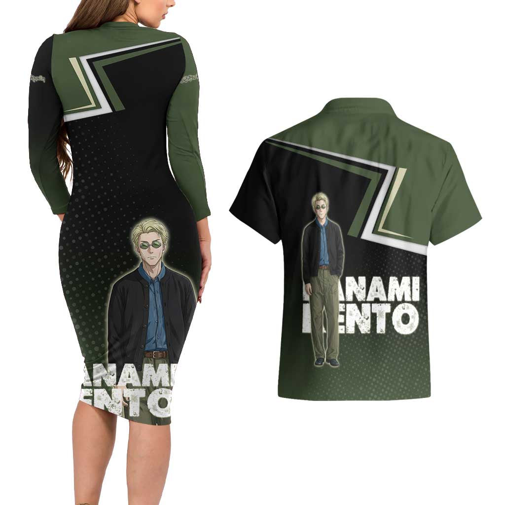 Nanami Kento Couples Matching Long Sleeve Bodycon Dress and Hawaiian Shirt Jujutsu Kaisen Business Casual Aesthetic