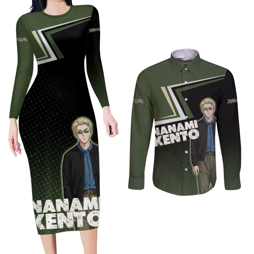 Nanami Kento Couples Matching Long Sleeve Bodycon Dress and Long Sleeve Button Shirt Jujutsu Kaisen Business Casual Aesthetic