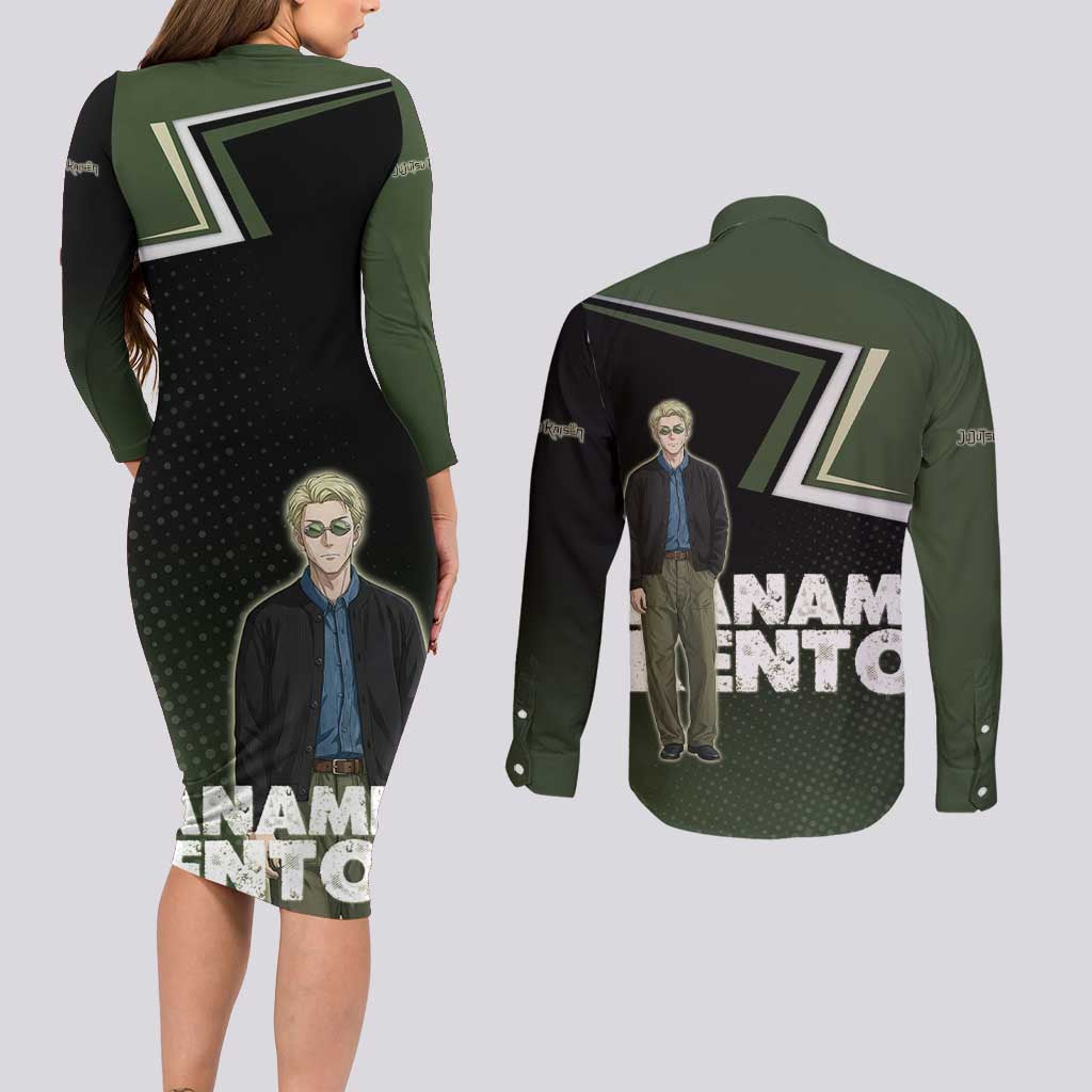 Nanami Kento Couples Matching Long Sleeve Bodycon Dress and Long Sleeve Button Shirt Jujutsu Kaisen Business Casual Aesthetic