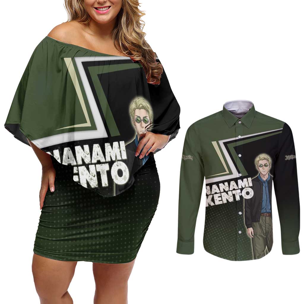 Nanami Kento Couples Matching Off Shoulder Short Dress and Long Sleeve Button Shirt Jujutsu Kaisen Business Casual Aesthetic