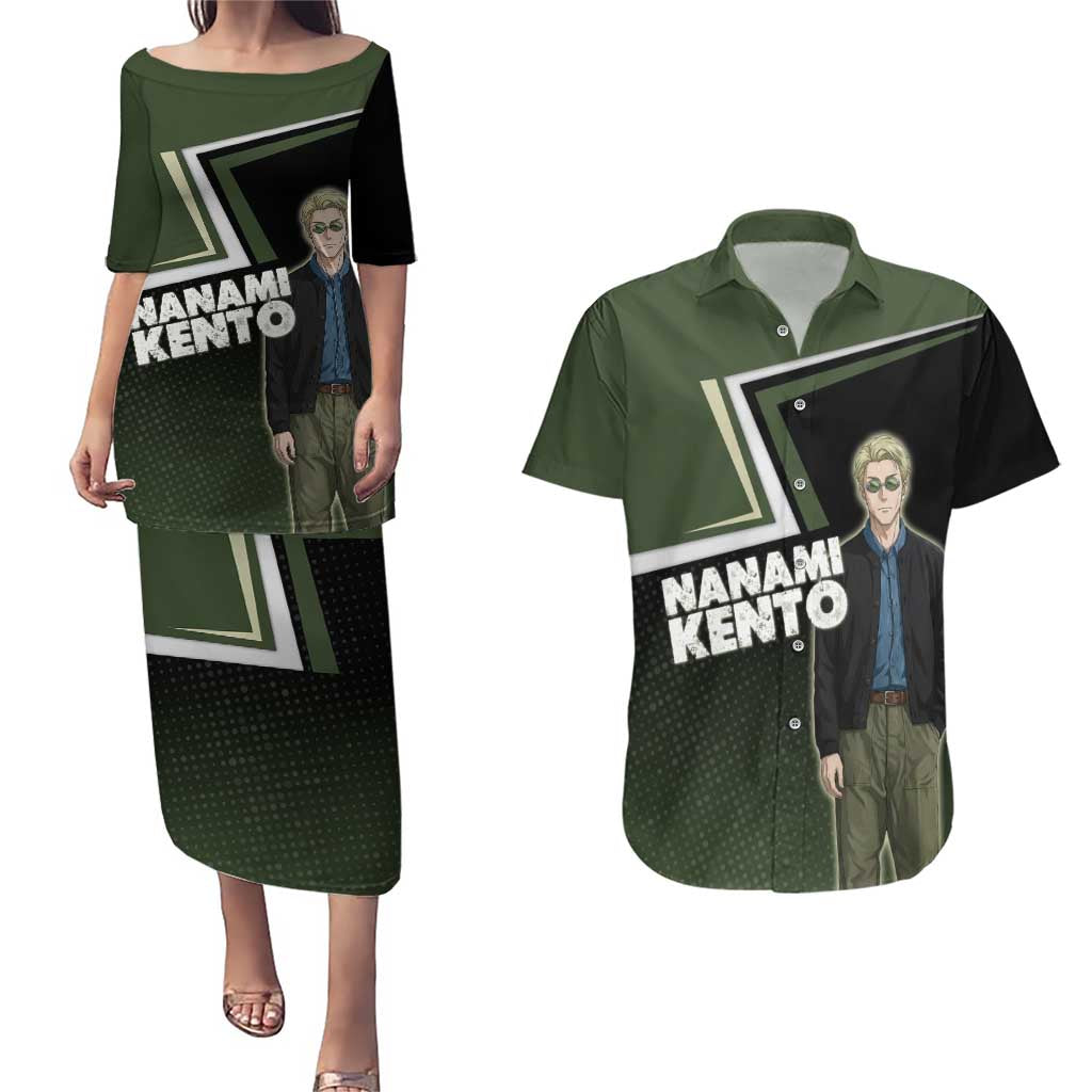 Nanami Kento Couples Matching Puletasi and Hawaiian Shirt Jujutsu Kaisen Business Casual Aesthetic