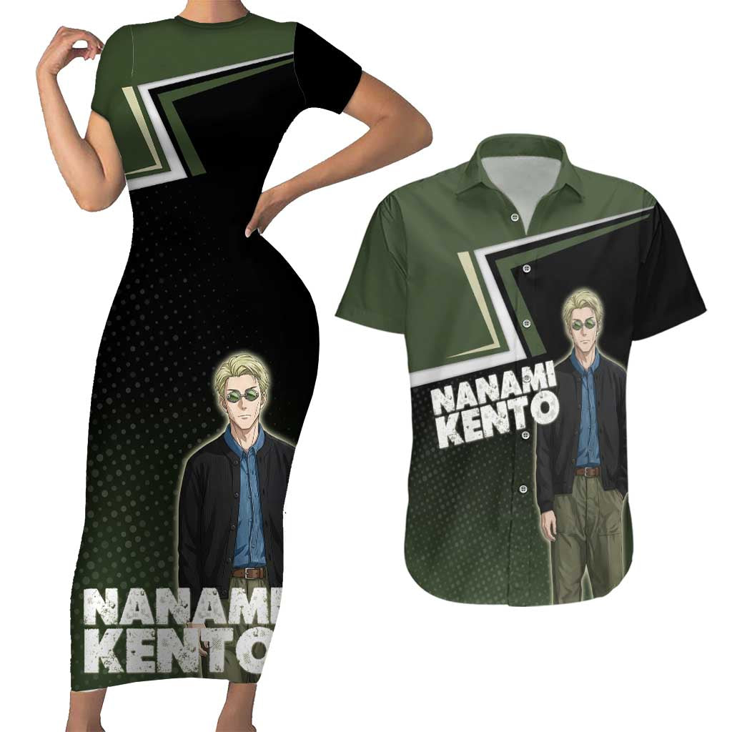 Nanami Kento Couples Matching Short Sleeve Bodycon Dress and Hawaiian Shirt Jujutsu Kaisen Business Casual Aesthetic