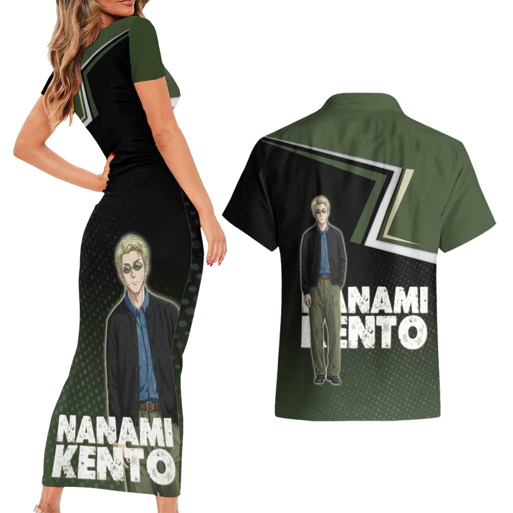 Nanami Kento Couples Matching Short Sleeve Bodycon Dress and Hawaiian Shirt Jujutsu Kaisen Business Casual Aesthetic