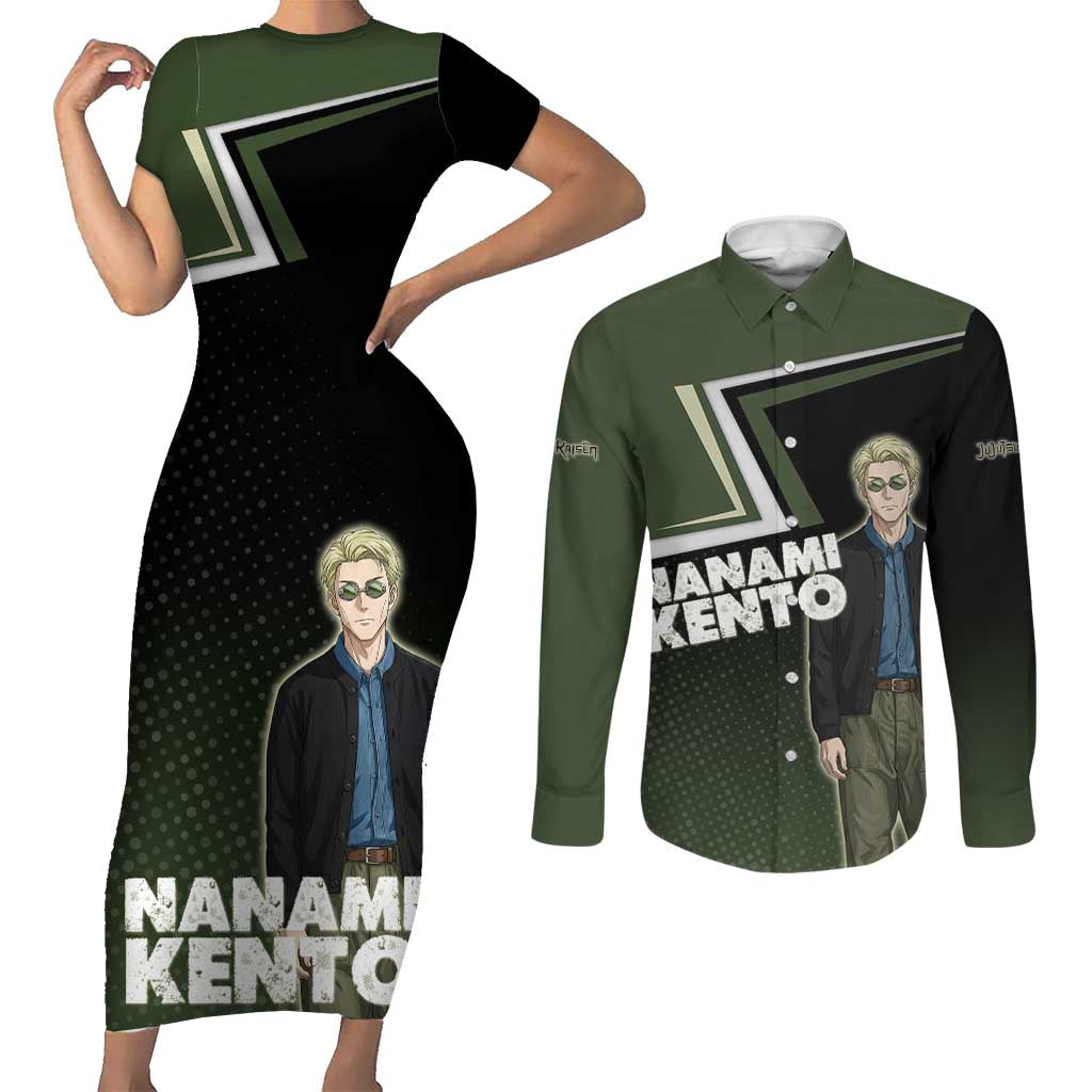 Nanami Kento Couples Matching Short Sleeve Bodycon Dress and Long Sleeve Button Shirt Jujutsu Kaisen Business Casual Aesthetic