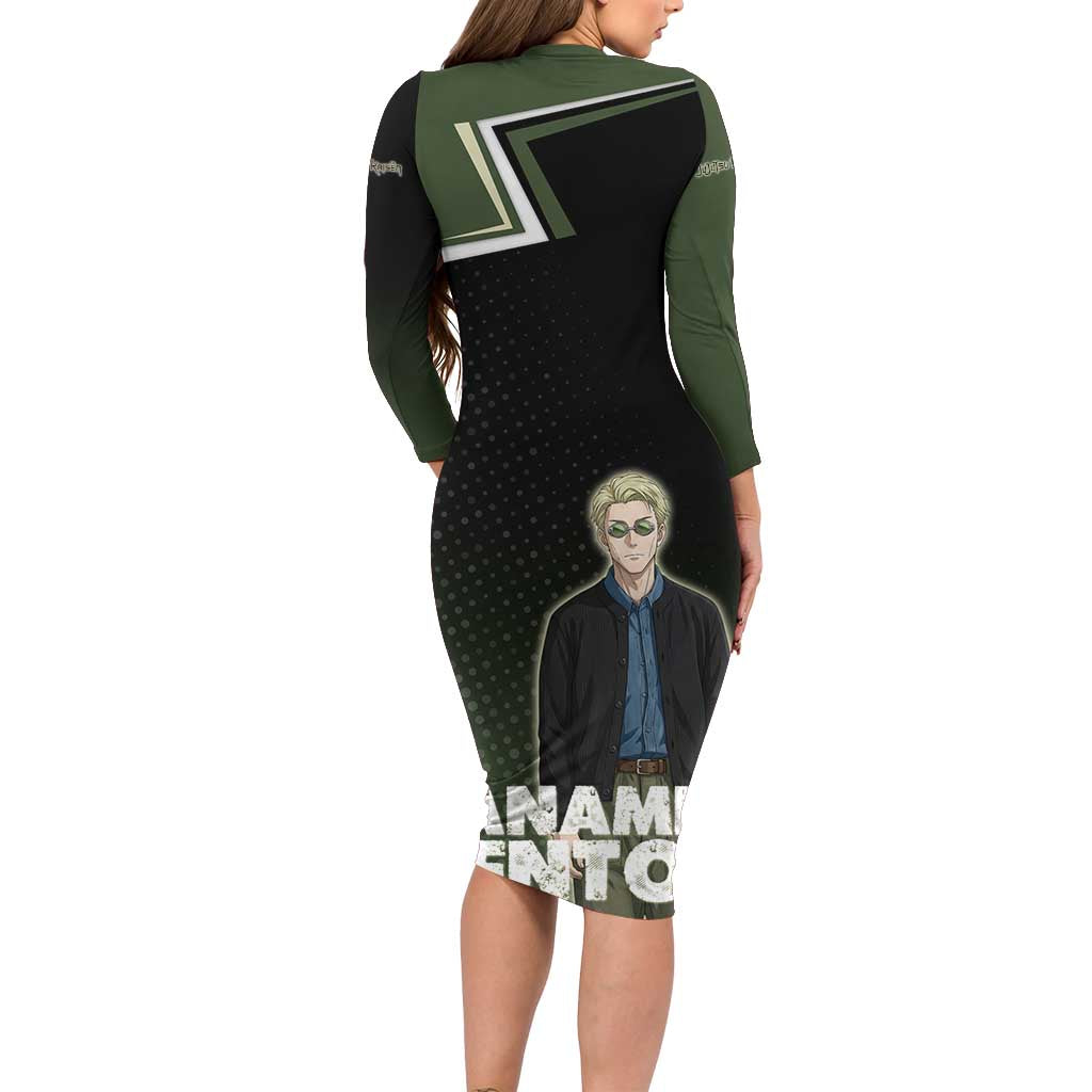 Nanami Kento Family Matching Long Sleeve Bodycon Dress and Hawaiian Shirt Jujutsu Kaisen Business Casual Aesthetic
