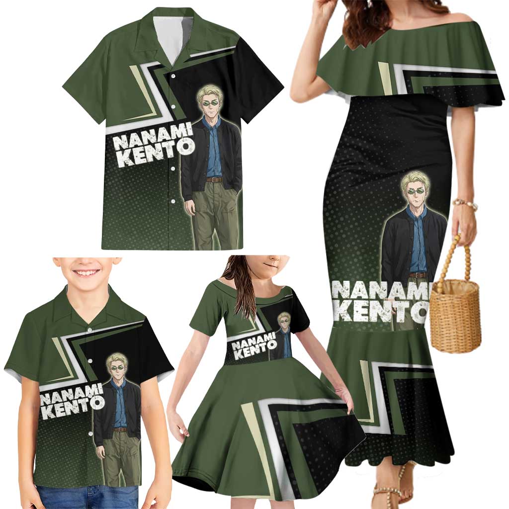 Nanami Kento Family Matching Mermaid Dress and Hawaiian Shirt Jujutsu Kaisen Business Casual Aesthetic