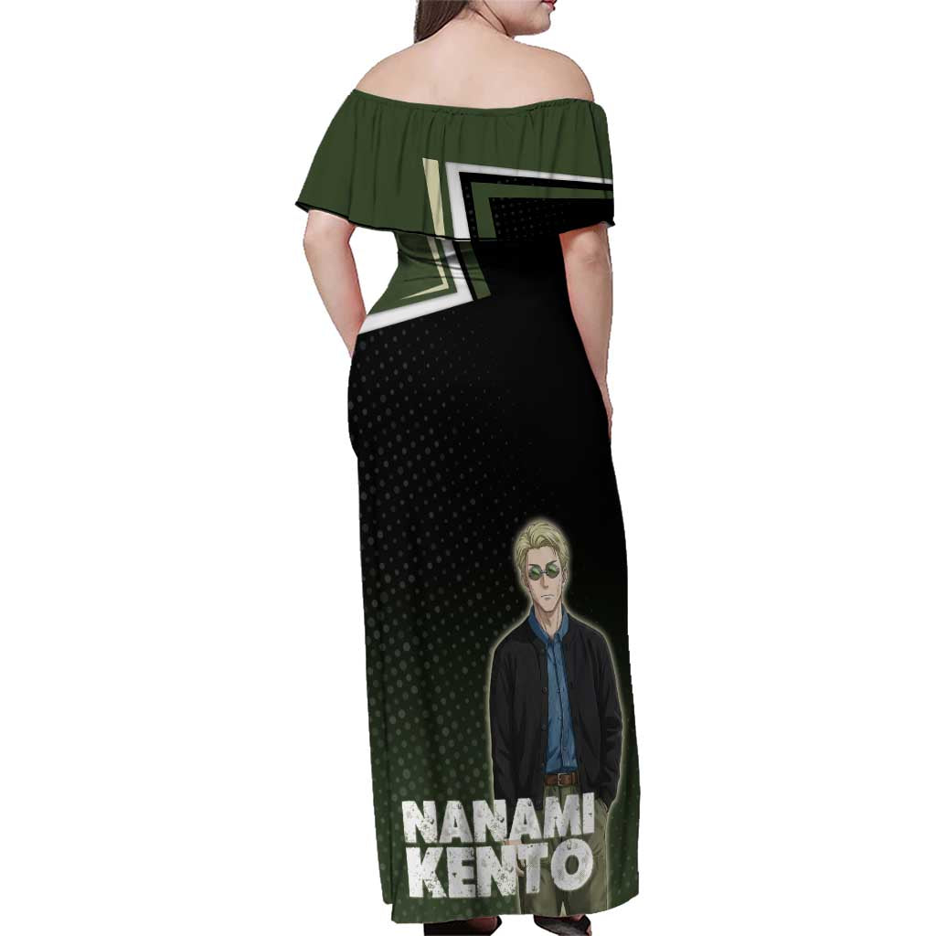 Nanami Kento Family Matching Off Shoulder Maxi Dress and Hawaiian Shirt Jujutsu Kaisen Business Casual Aesthetic