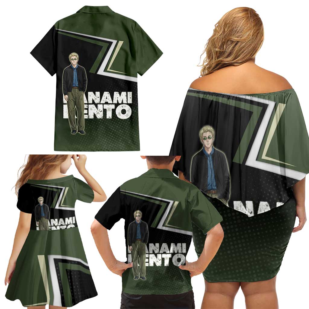 Nanami Kento Family Matching Off Shoulder Short Dress and Hawaiian Shirt Jujutsu Kaisen Business Casual Aesthetic