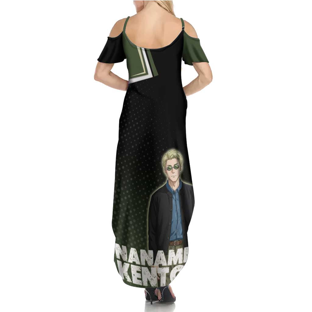 Nanami Kento Family Matching Summer Maxi Dress and Hawaiian Shirt Jujutsu Kaisen Business Casual Aesthetic