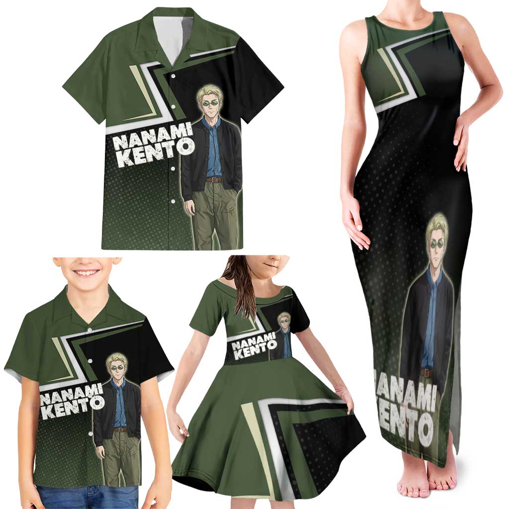 Nanami Kento Family Matching Tank Maxi Dress and Hawaiian Shirt Jujutsu Kaisen Business Casual Aesthetic