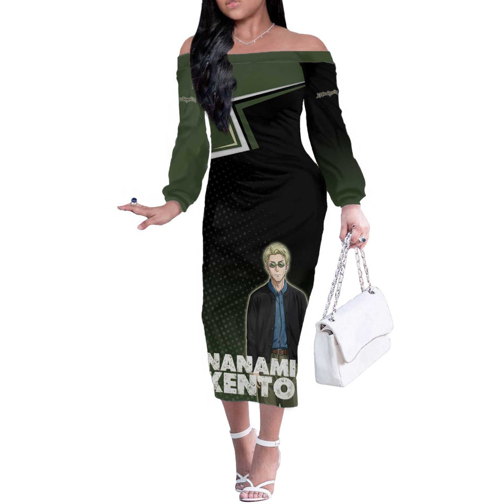 Nanami Kento Off The Shoulder Long Sleeve Dress Jujutsu Kaisen Business Casual Aesthetic