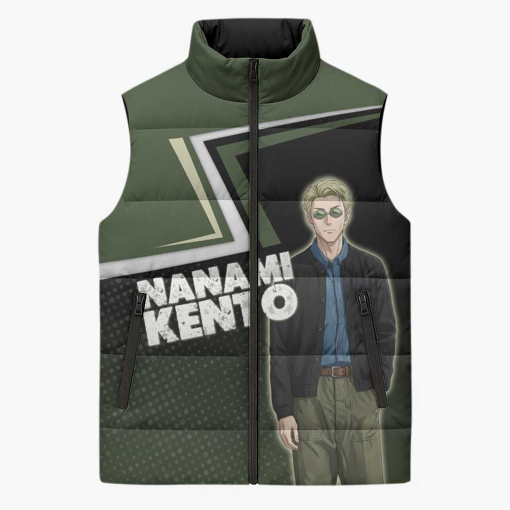 Nanami Kento Sleeveless Puffer Jacket Jujutsu Kaisen Business Casual Aesthetic