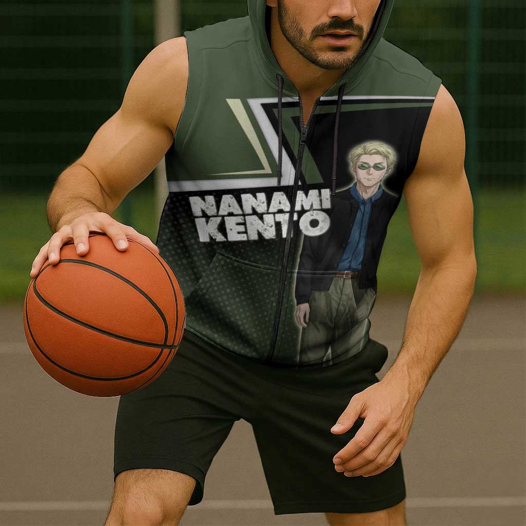 Nanami Kento Sleeveless Zip Hoodie Jujutsu Kaisen Business Casual Aesthetic