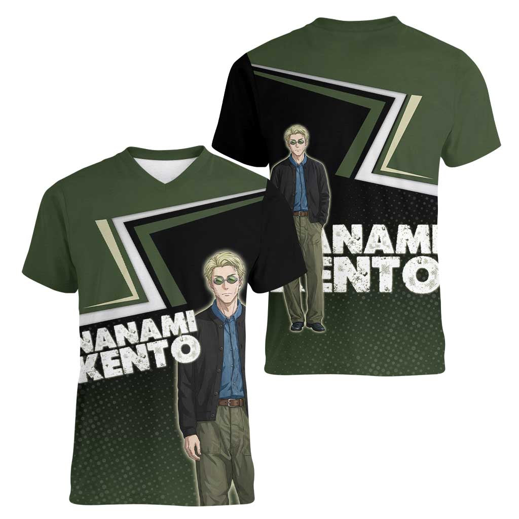 Nanami Kento Women V-Neck T-Shirt Jujutsu Kaisen Business Casual Aesthetic