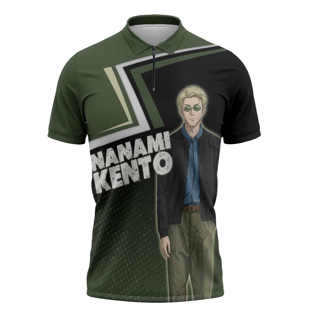 Nanami Kento Zipper Polo Shirt Jujutsu Kaisen Business Casual Aesthetic