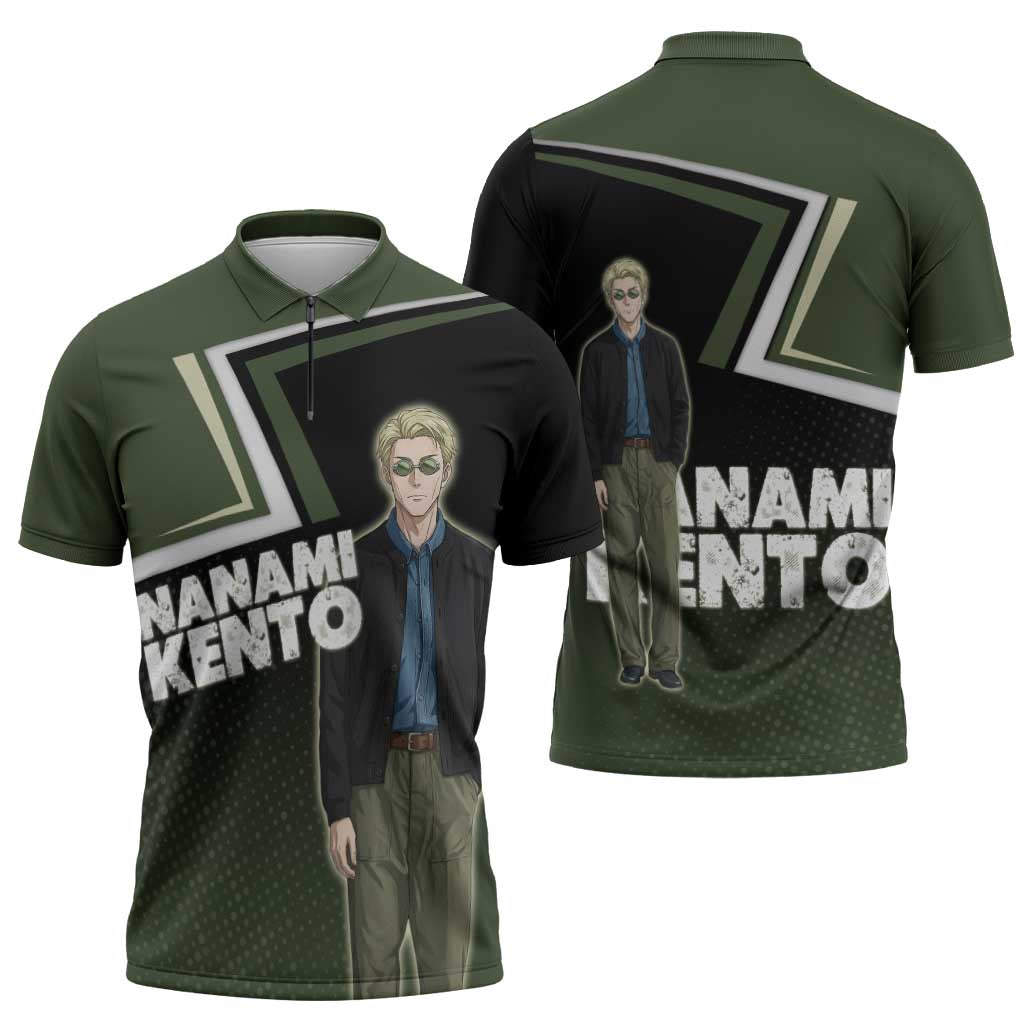 Nanami Kento Zipper Polo Shirt Jujutsu Kaisen Business Casual Aesthetic