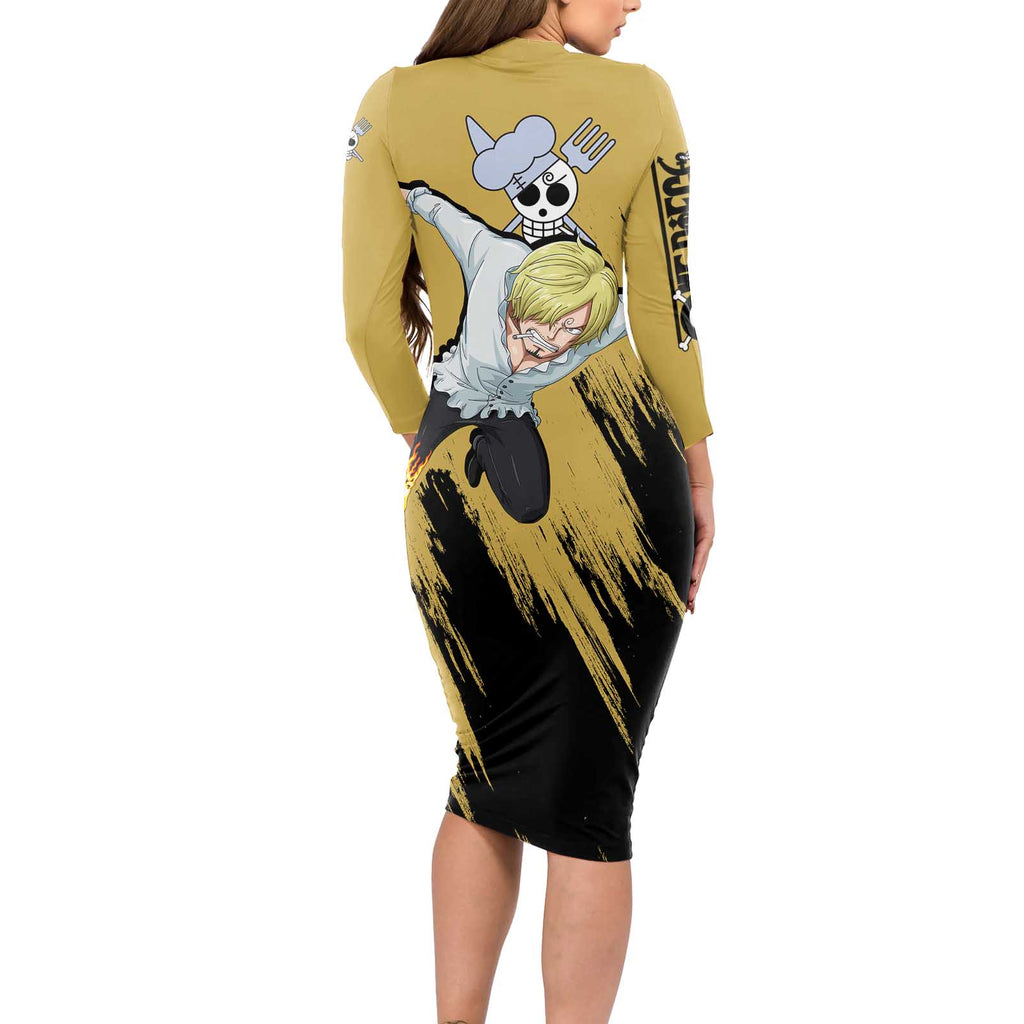 Vinsmoke Sanji - One Piece Long Sleeve Bodycon Dress Anime Style