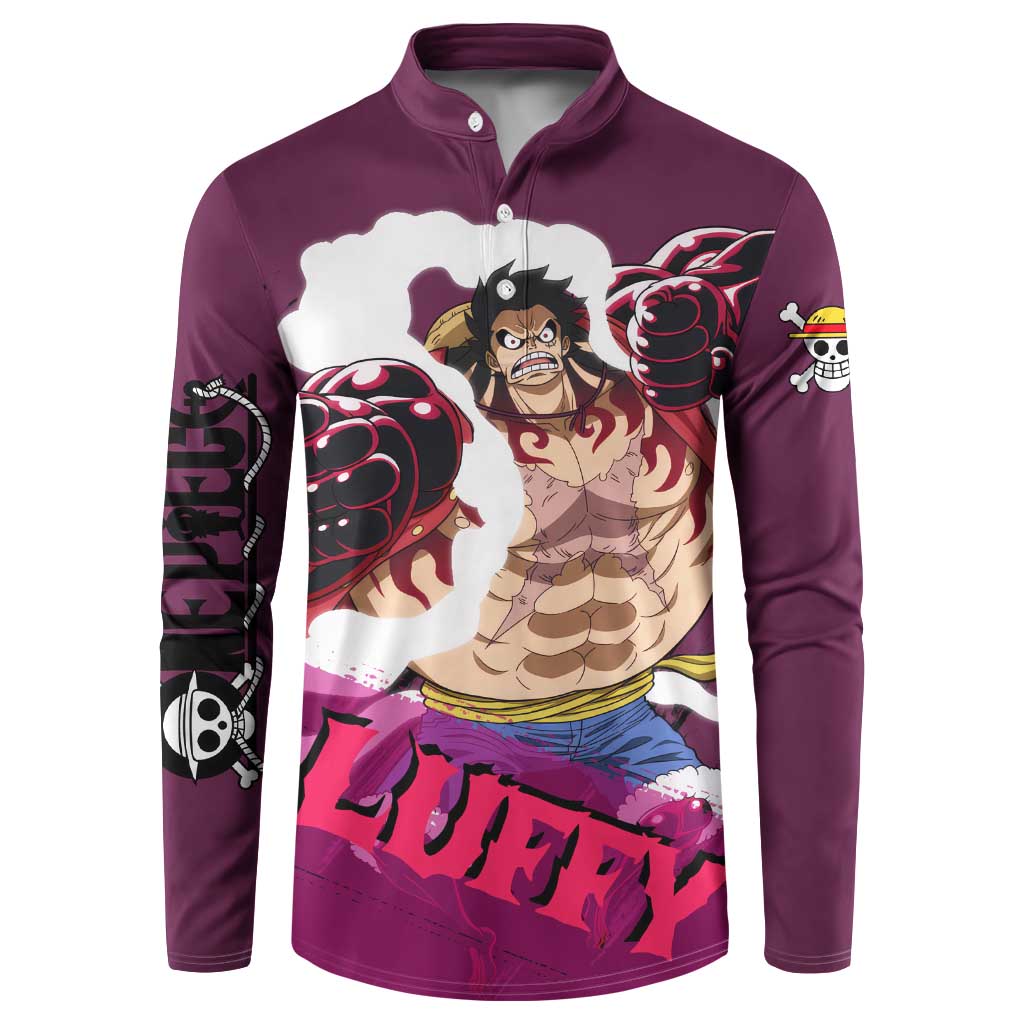 Luffy Gear 4 - One Piece Button Sweatshirt Anime Style