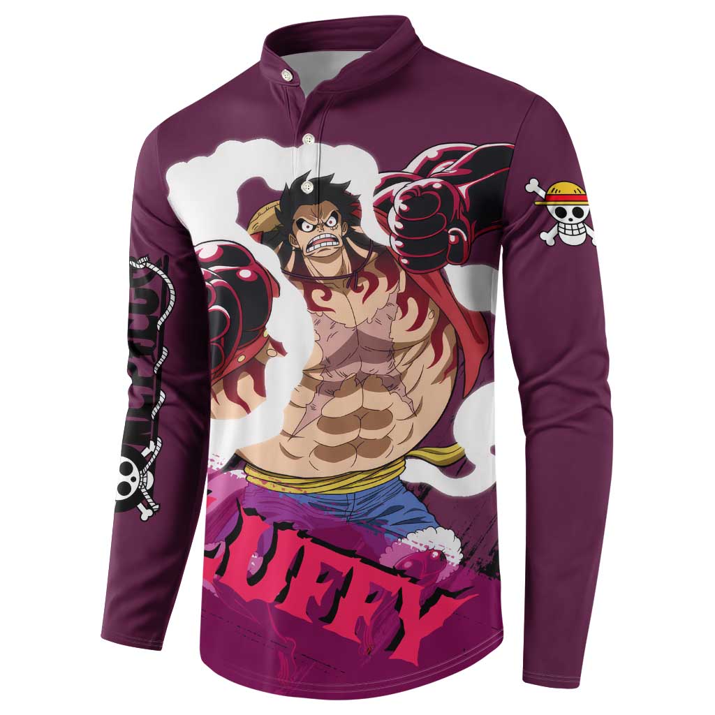 Luffy Gear 4 - One Piece Button Sweatshirt Anime Style