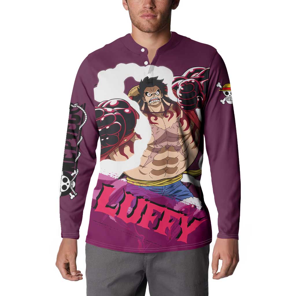 Luffy Gear 4 - One Piece Button Sweatshirt Anime Style