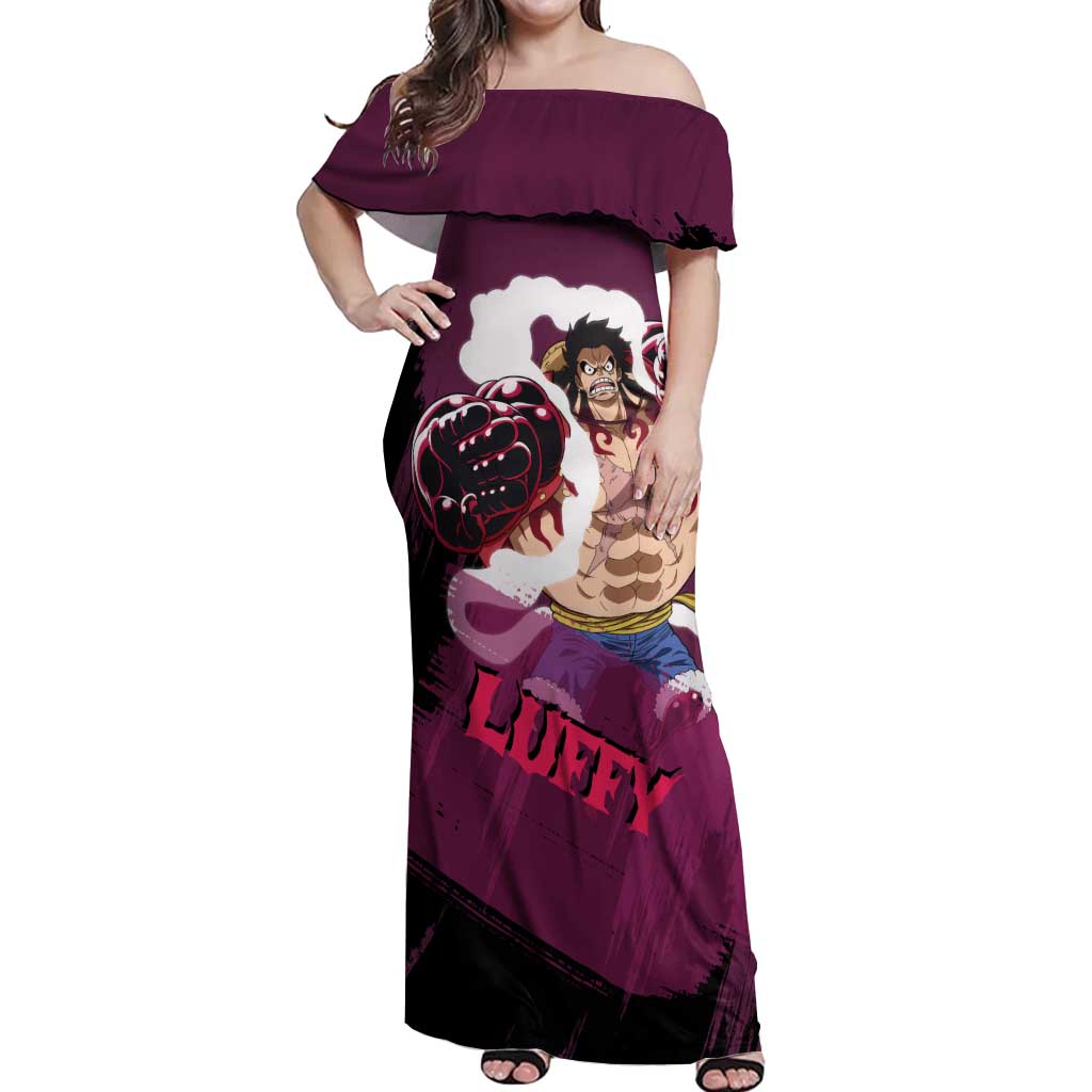 Luffy Gear 4 - One Piece Off Shoulder Maxi Dress Anime Style