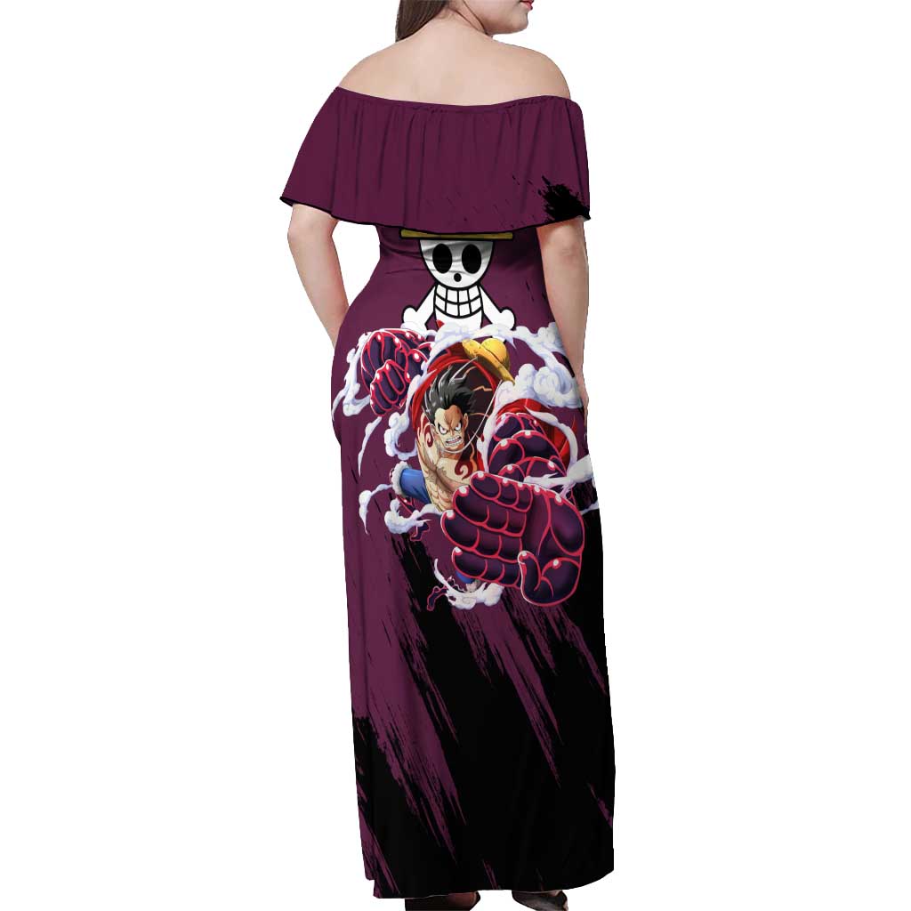Luffy Gear 4 - One Piece Off Shoulder Maxi Dress Anime Style