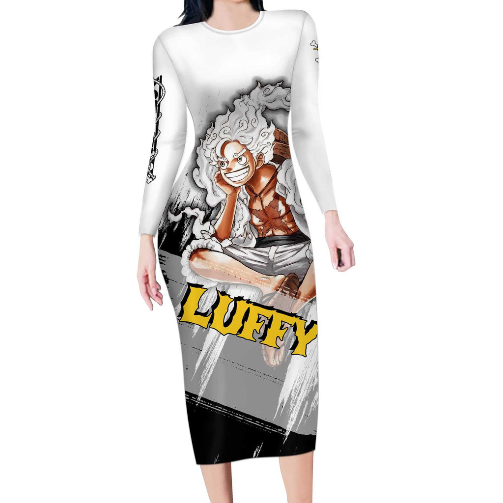 Luffy Gear 5 - One Piece Long Sleeve Bodycon Dress Anime Style