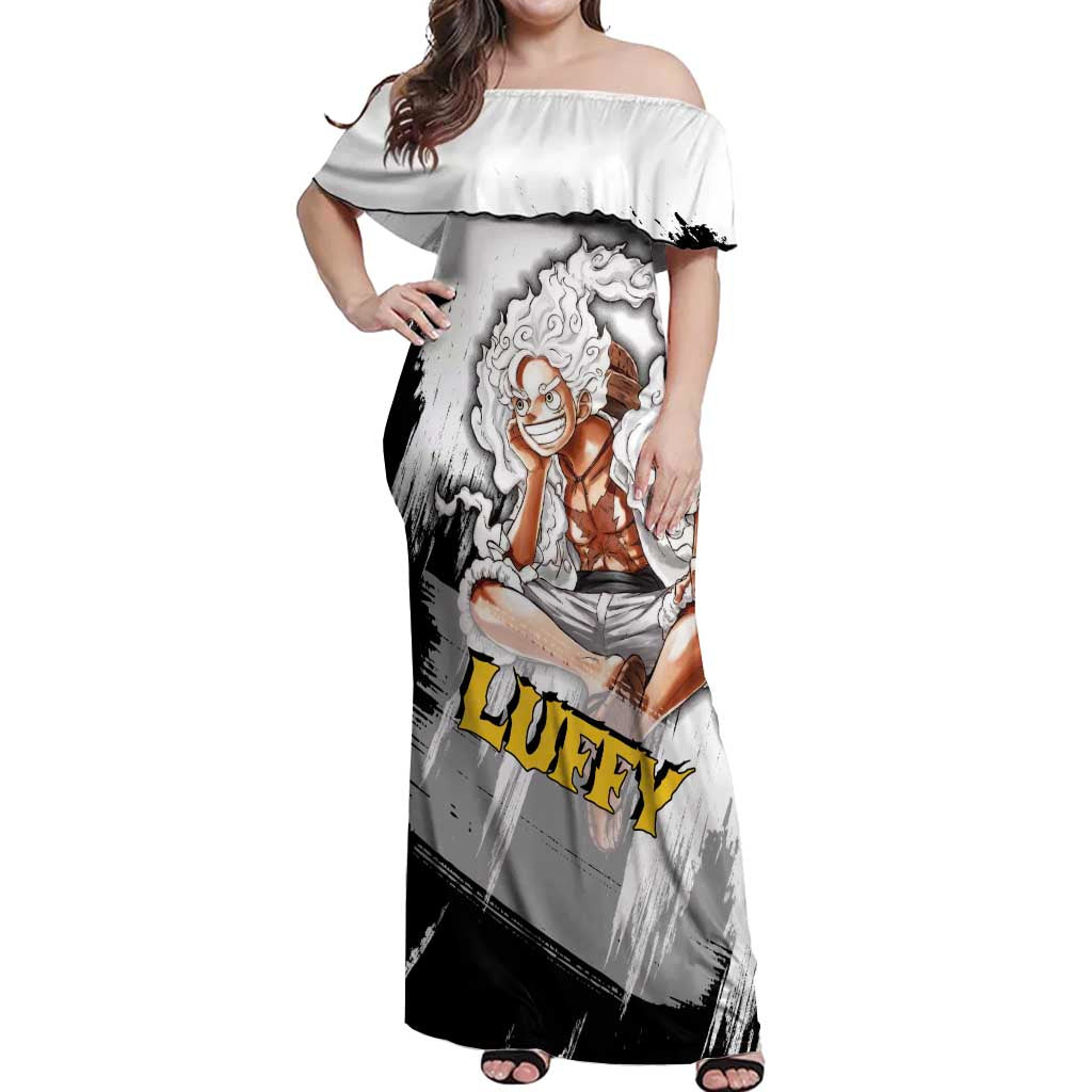 Luffy Gear 5 - One Piece Off Shoulder Maxi Dress Anime Style
