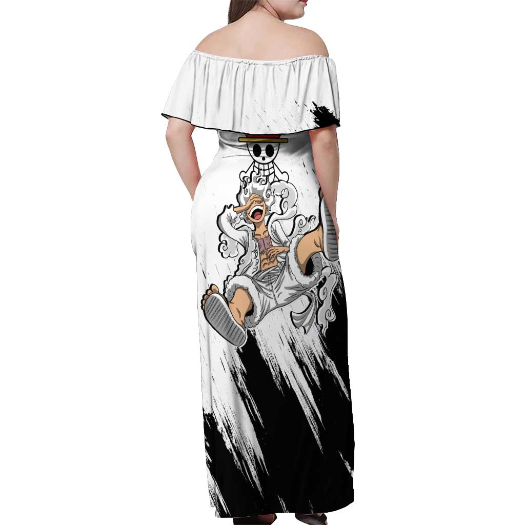 Luffy Gear 5 - One Piece Off Shoulder Maxi Dress Anime Style