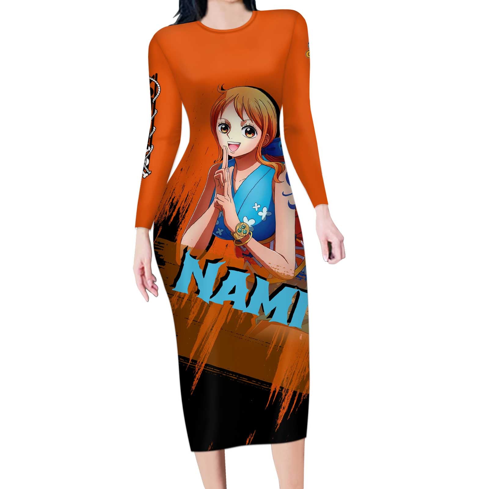 Nami - One Piece Long Sleeve Bodycon Dress Anime Style