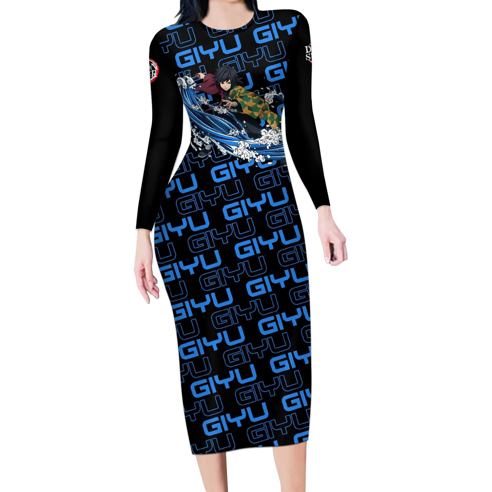 Tomioka Giyu - Demon Slayer Long Sleeve Bodycon Dress Anime Japan Style