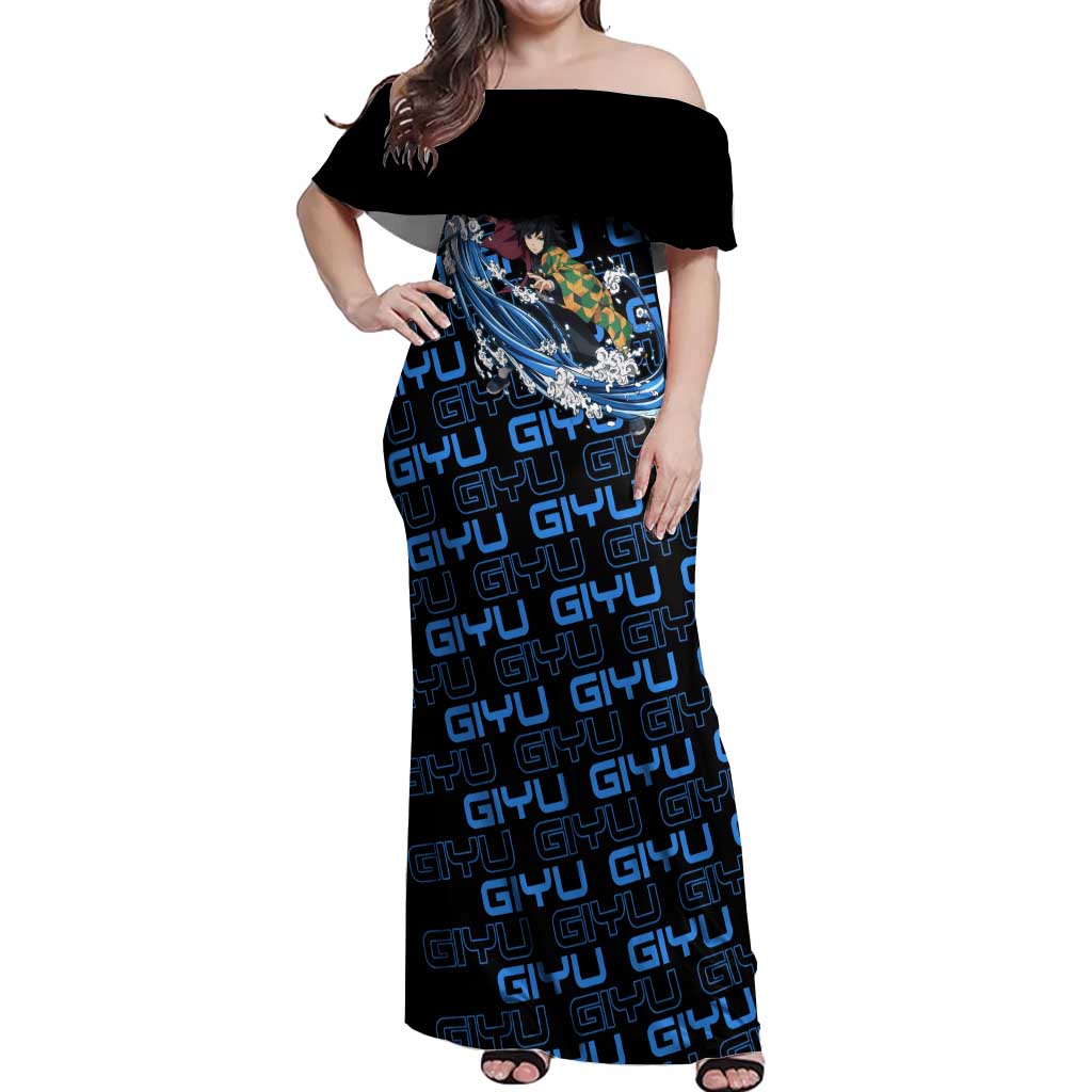 Tomioka Giyu - Demon Slayer Off Shoulder Maxi Dress Anime Japan Style