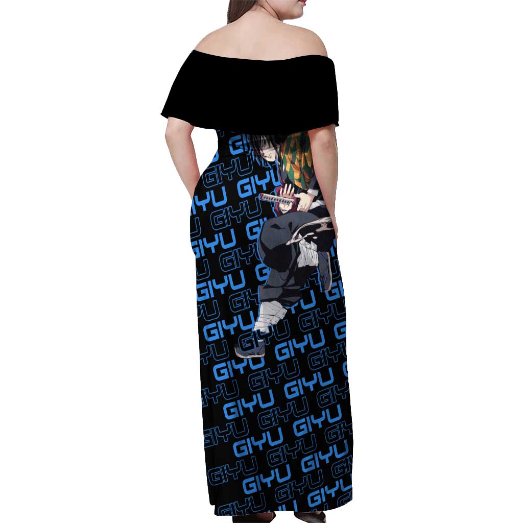 Tomioka Giyu - Demon Slayer Off Shoulder Maxi Dress Anime Japan Style