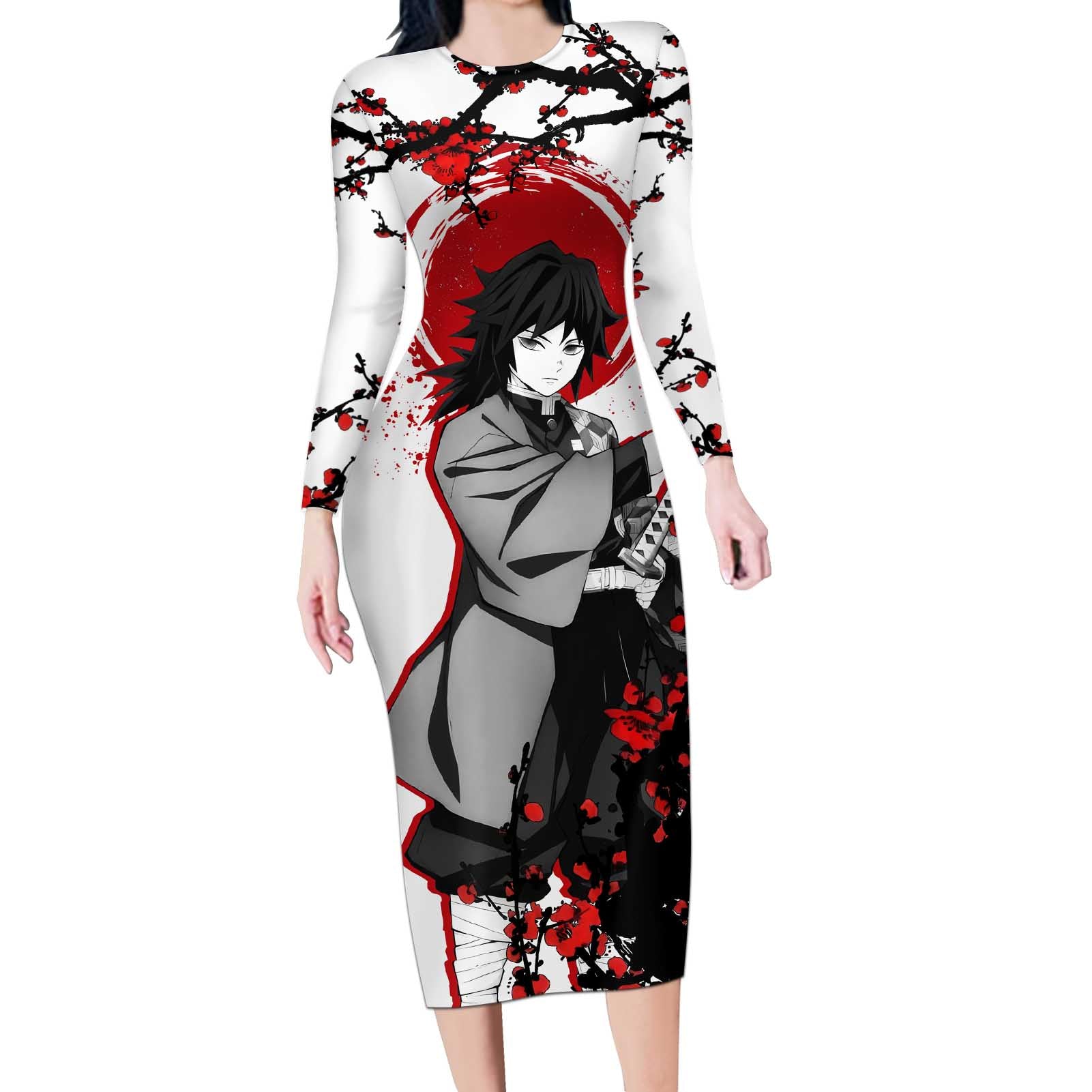Giyu Tomioka - Demon Slayer Long Sleeve Bodycon Dress Anime Japan Style