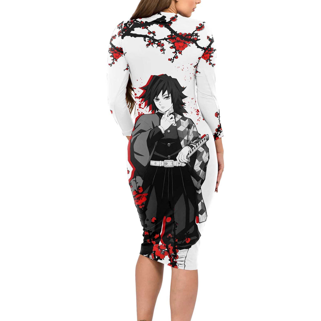 Giyu Tomioka - Demon Slayer Long Sleeve Bodycon Dress Anime Japan Style