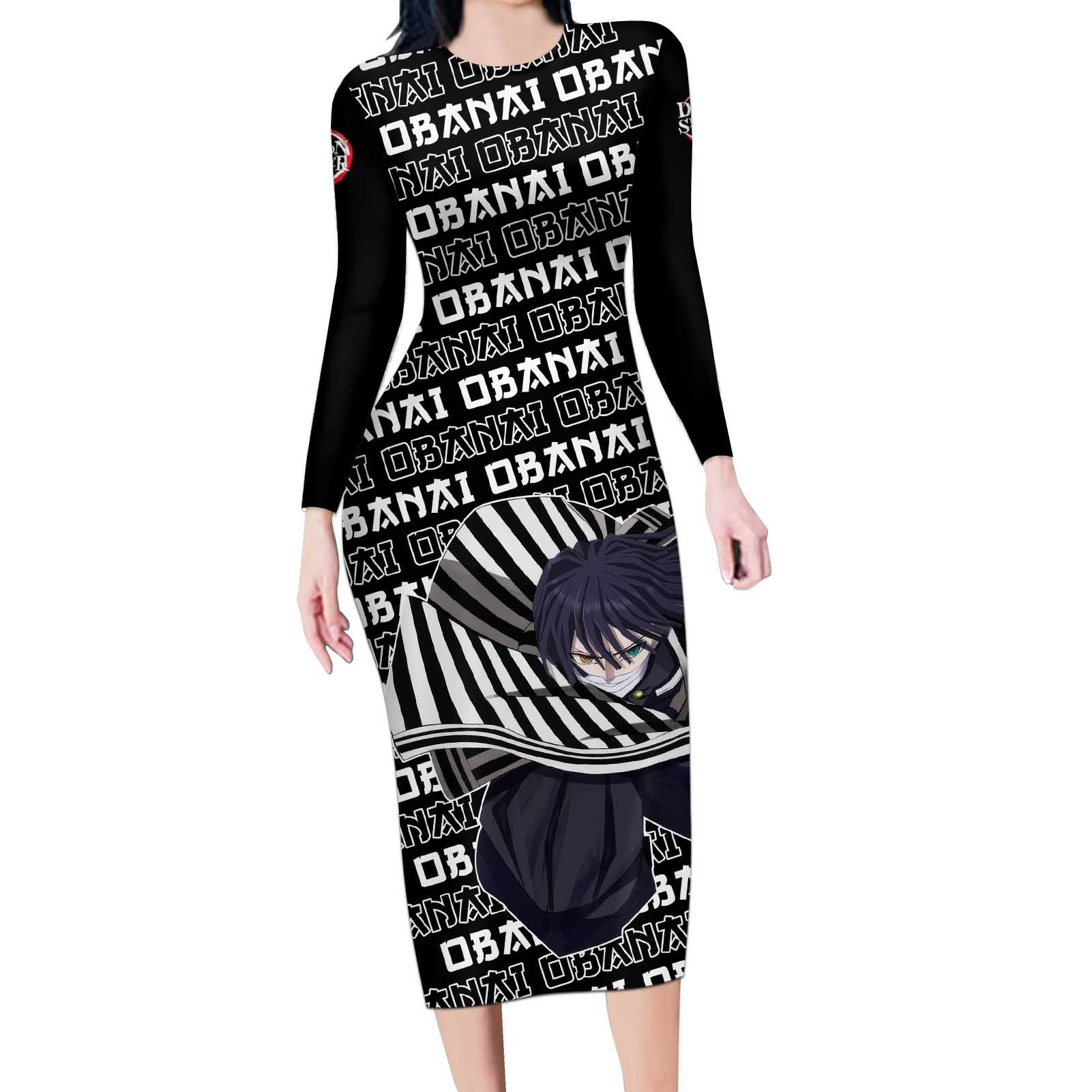 Iguro Obanai - Demon Slayer Long Sleeve Bodycon Dress Anime Japan Style