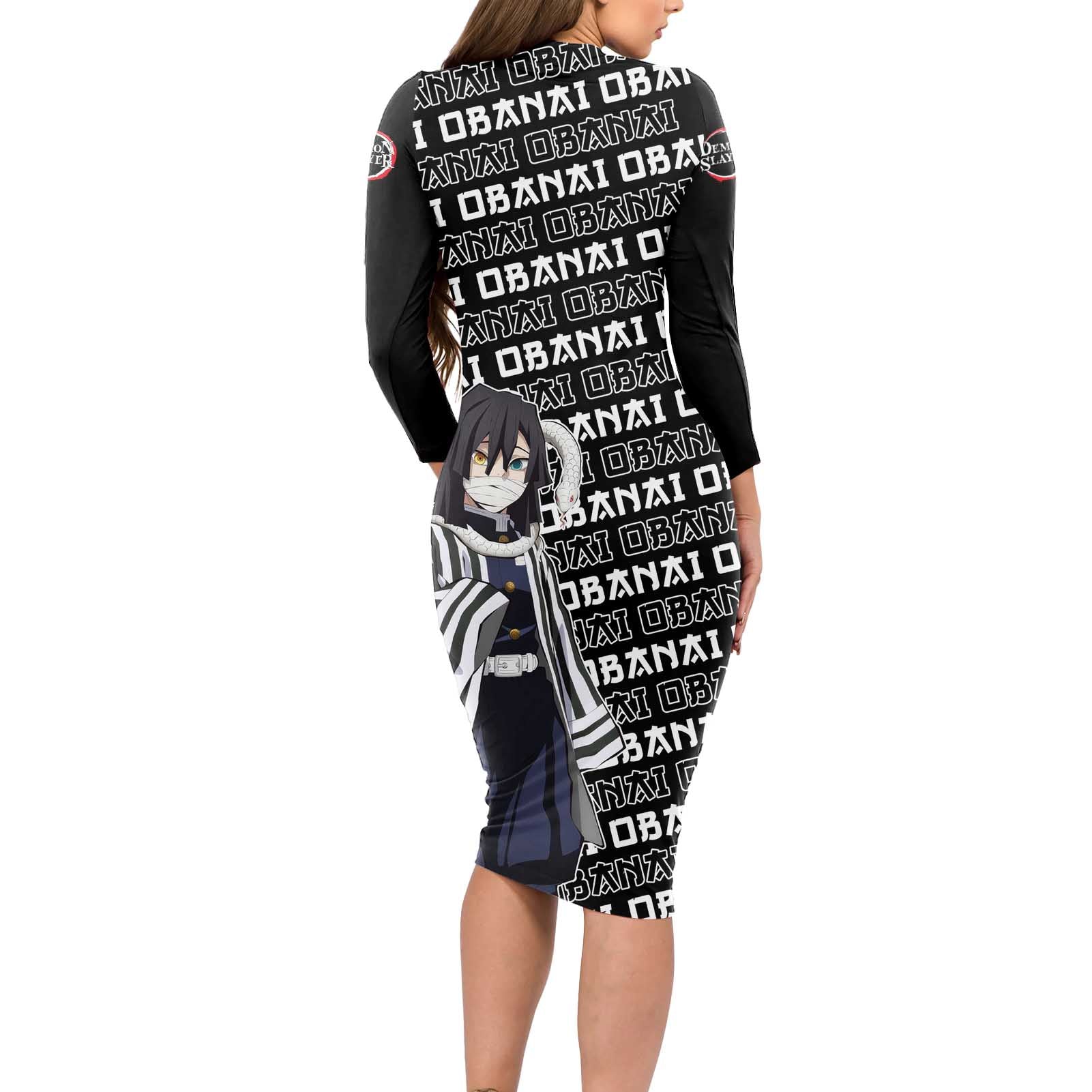 Iguro Obanai - Demon Slayer Long Sleeve Bodycon Dress Anime Japan Style