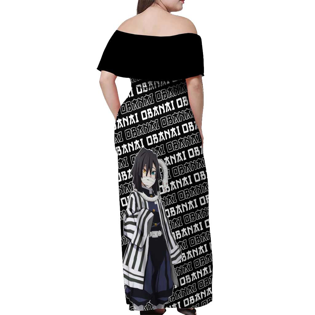 Iguro Obanai - Demon Slayer Off Shoulder Maxi Dress Anime Japan Style